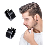 Par Brinco Masculino Argola Articulada Preto Aço Inox 6mm