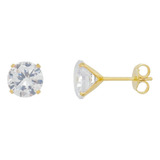 Par Brincos Banhado Ouro 18k Zirconia Luxo 8 Mm Antialérgico Cor Branco