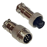 Par Conector Mike Gx12 Plug Macho Fêmea 6 Pinos Cabo cabo