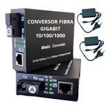 Par Conversor Mídia Fibra Óptica A+b Gigabit 1000 Mbps Rj45