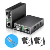 Par Conversor Mídia Fibra Óptica A b Gigabit 1000 Mbps Rj45