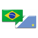 Par De Adesivos Bandeira Brasil E Mato Grosso Do Sul Resina