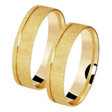 Par De Aliança Ouro 18k 5mm 5 Gramas Reta Diamantada