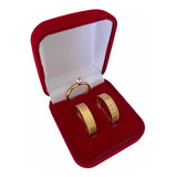 Par De Alianças 6mm Anel Solitário Banhado A Ouro 18k Luxo