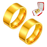 Par De Alianças 8mm Ouro 18k Banhada Luxo Casal Reta Noivos
