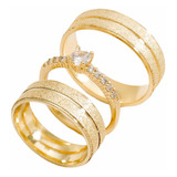 Par De Alianças Banhada Ouro 18k 6mm Friso Solitário