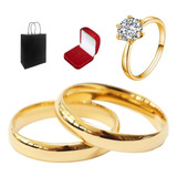 Par De Alianças Casamento Noivado Cor Ouro Em Oferta