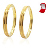 Par De Alianças Prata 950 Com Banho De Ouro 2mm C Detalhe