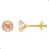 Par De Brincos Infantil Zircônia Rosa 5mm Rosca Ouro 18k