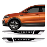 Par De Emblema Lateral T cross Adesivo Resinado Cromado Vw