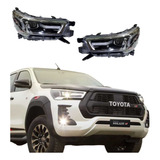 Par De Faróis Modelo Srx Full Led Com Drl Toyota Hilux 2021