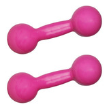 Par De Halter Bola Emborrachado 1kg Para Academia Cor Rosa