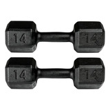 Par De Halter Dumbbell Sextavado Pintado 14kg Total 28kg