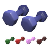 Par De Halter Sextavado 2kg Emborrachado Coloridos Rmg8 Fit