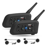 Par De Intercomunicador Capacete Moto Bluetooth Ejeas V6 Pro Preto