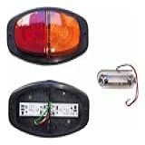 Par De Lanternas Canoinha De LED Com Luz De Placa Para Carretinha - Traseira Reboque- Resistente à Água- 12V- Alta Visibilidade