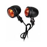 Par De Lanternas Pisca Café Racer, Lente Laranja Em Abs, 12v (preto | Esquerdo/direito)