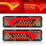 Par De Lanternas Traseiras LED 30cm Com Seta Sequencial - 12V-24V Universal Para Caminhão- Reboque- Carreta- Baú - Resistente à Água- Alta Visibilidade