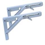 Par De Mão Francesa Dobrável 25cm Suporte Para Prateleira Mesa Cantoneira Retratil