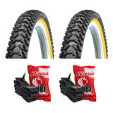 Par De Pneu 26x2 10 K848 Kenda Faixa Bege 2 Câmaras De Ar