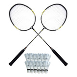 Par De Raquete De Badminton Com 12 Petecas P Praia Quadra
