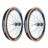 Par De Rodas Vmaxx Aro 20x1,9 Freio V.brake C/ Cubo Alumínio De Rolamento Cor Preto