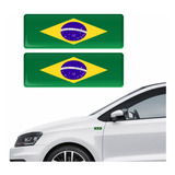Par Emblema Adesivo Bandeira Brasil 3d