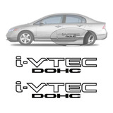 Par Emblema Adesivo Lateral New Civic I vtec Dohc Tuning
