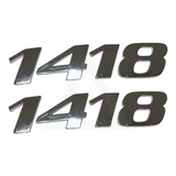 Par Emblema Caminhão Mb 1418 Adesivo Cromado Lateral 2jogos 