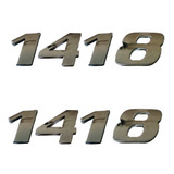 Par Emblema Caminhão Mb 1418 Adesivo Cromado Lateral 2pç 