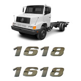 Par Emblema Caminhão Mb 1618 Adesivo Cromado Lateral 2pç 