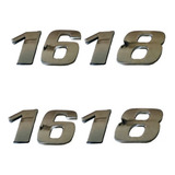 Par Emblema Caminhão Mb 1618 Adesivo Cromado Lateral 2pç 