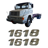 Par Emblema Caminhão Mb 1618 Adesivo Cromado Lateral 2pç 