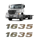 Par Emblema Caminhão Mb 1635 Adesivo Cromado Lateral 2pç 