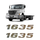 Par Emblema Caminhão Mb 1635 Adesivo Cromado Lateral 2pç 