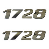 Par Emblema Caminhão Mb 1728 Adesivo Cromado Lateral 2pç 
