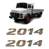 Par Emblema Caminhão Mb 2014 Adesivo Cromado Lateral 2pç 