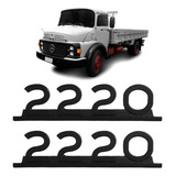 Par Emblema Caminhão Mb 2220 Preto De Ferro Zamak
