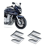 Par Emblema Cromado Resinado Suzuki Tanque Moto Universal
