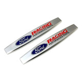 Par Emblema Lateral Paralama Ford Racing Metal Cromado