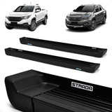 Par Estribo Strada Modelo Cabine Simples Aluminio Preto 2021