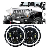 Par Farois Led 7 Polegadas Angel Eye X2 Jeep Carros E Motos