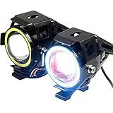 Par Faróis Milha Led Moto Universal Alumínio U7 Angel Eyes Com Botão KGT821   Lorben