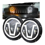 Par Farol Angel Eyes Led 60w 7 Polegadas Drl Moto Troller