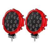 Par Farol Auxiliar Redondo 17leds 12 24v Carcaça Vermelho