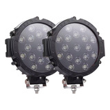Par Farol Auxiliar Redondo 17leds 12 24v Preto 51w Universal