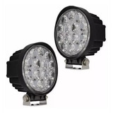 Par Farol De Milha 14 Leds 42w 12v 24v Redondo Trator Carro