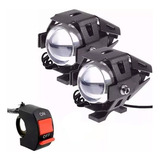 Par Farol De Milha Moto Aux Neblina Led U5 Preto 12v Xenon