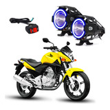 Par Farol De Milha Moto Cb 300r Angel Eye U7 Mini Azul 2011
