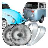 Par Farol Dianteiro Vidro Aro Cromo Fusca Kombi 76 A 2012